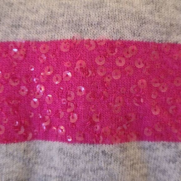 J. Crew Women's Sweater Pullover Pink Sequin Striped Merino Wool White Medium - Picture 9 of 12